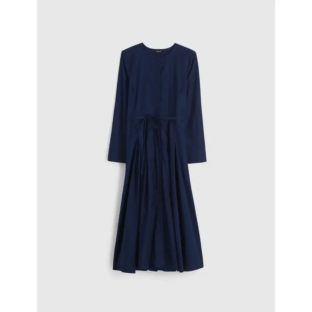 Madewell Tie Waist Midi Shirtdress Classic Minimalist Midnight Navy US 8 NWT